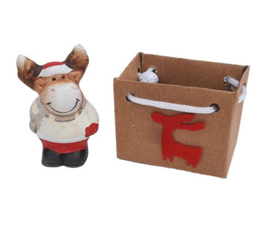 Picture of CHRISTMAS FIGURE IN BAG REINDEER RED